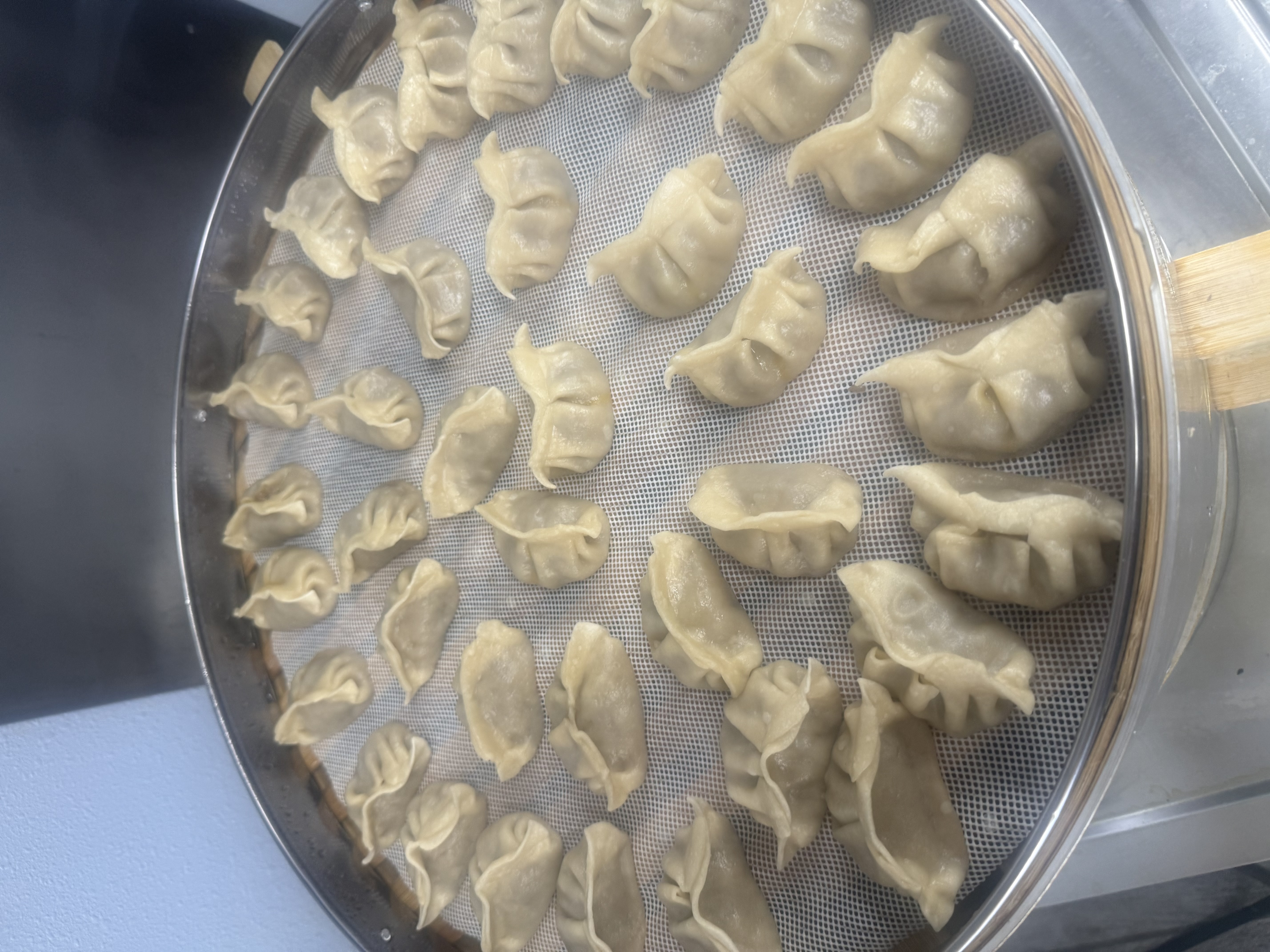 Tray of dumplings